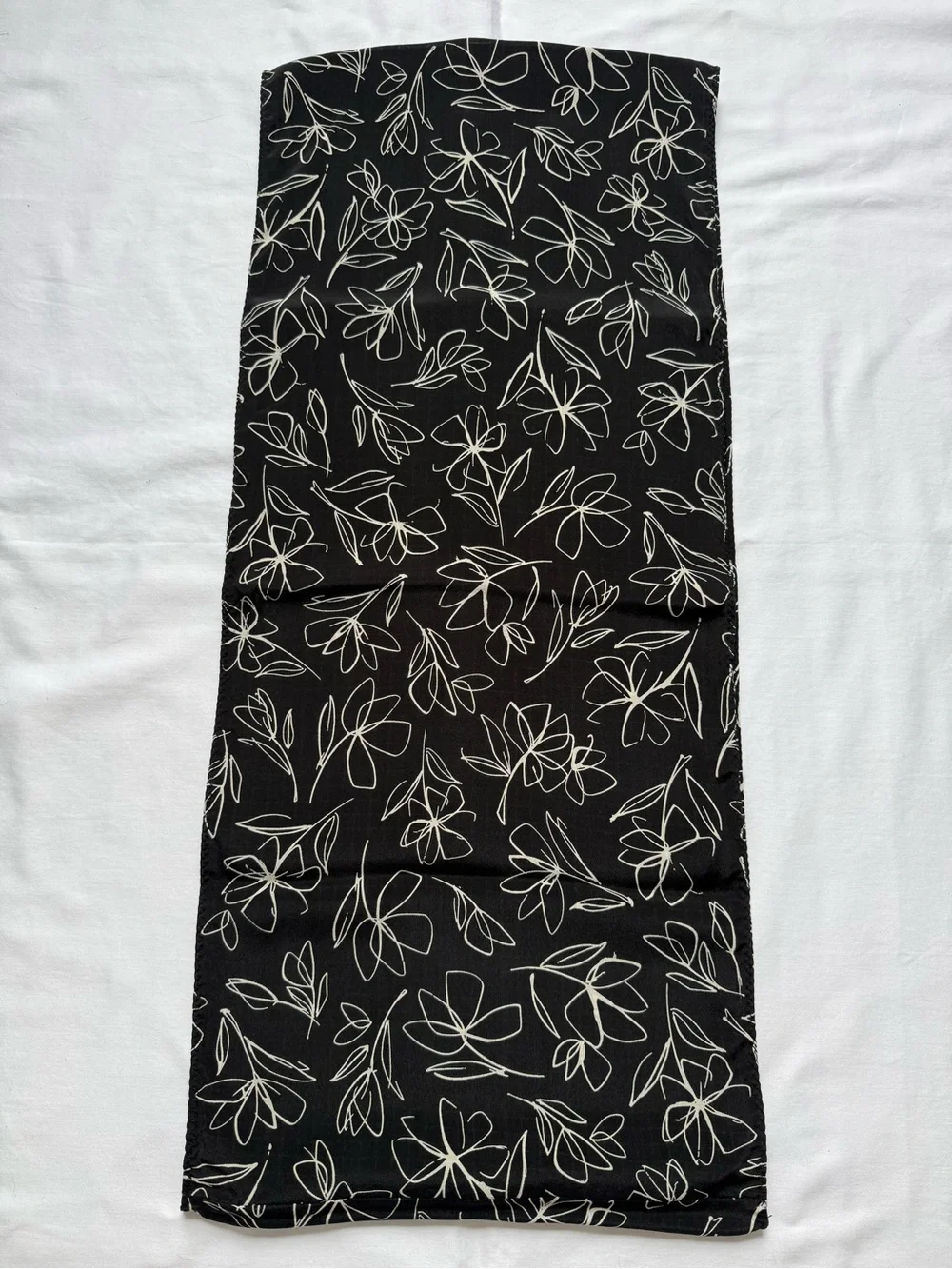 J. Jill 100% Silk Black Infinity Scarf with Floral & Grid Motifs